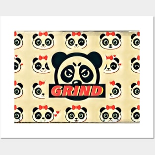 GRIND FEMALE PANDA LOGO Posters and Art